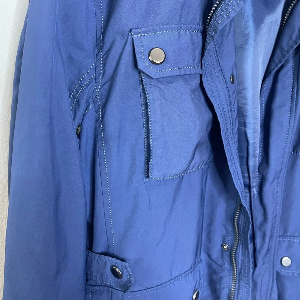 Zara Man Blue Field Jacket Mens XL Utility Military Mock Neck Zip Front Jacket - Picture 6 of 12